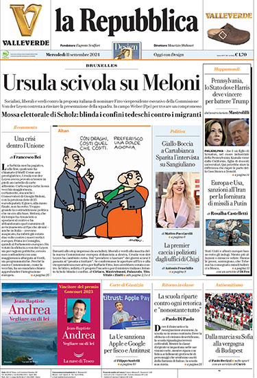 la Repubblica n.216 dell'11 settembre 2024 - rassegna stampa - Prof. Nicola Sorrentino